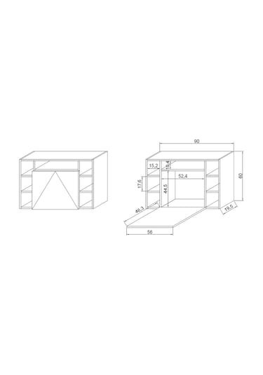 Duvara Monte Kitap-leptop Çalışma Masası Teak