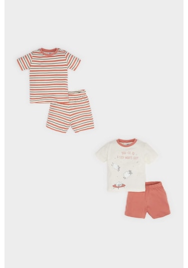 DeFacto Erkek Bebek 4'lü Pijama Takımı Kısa Kollu Penye Üst Beli Lastikli Şort E1188A525HSER98