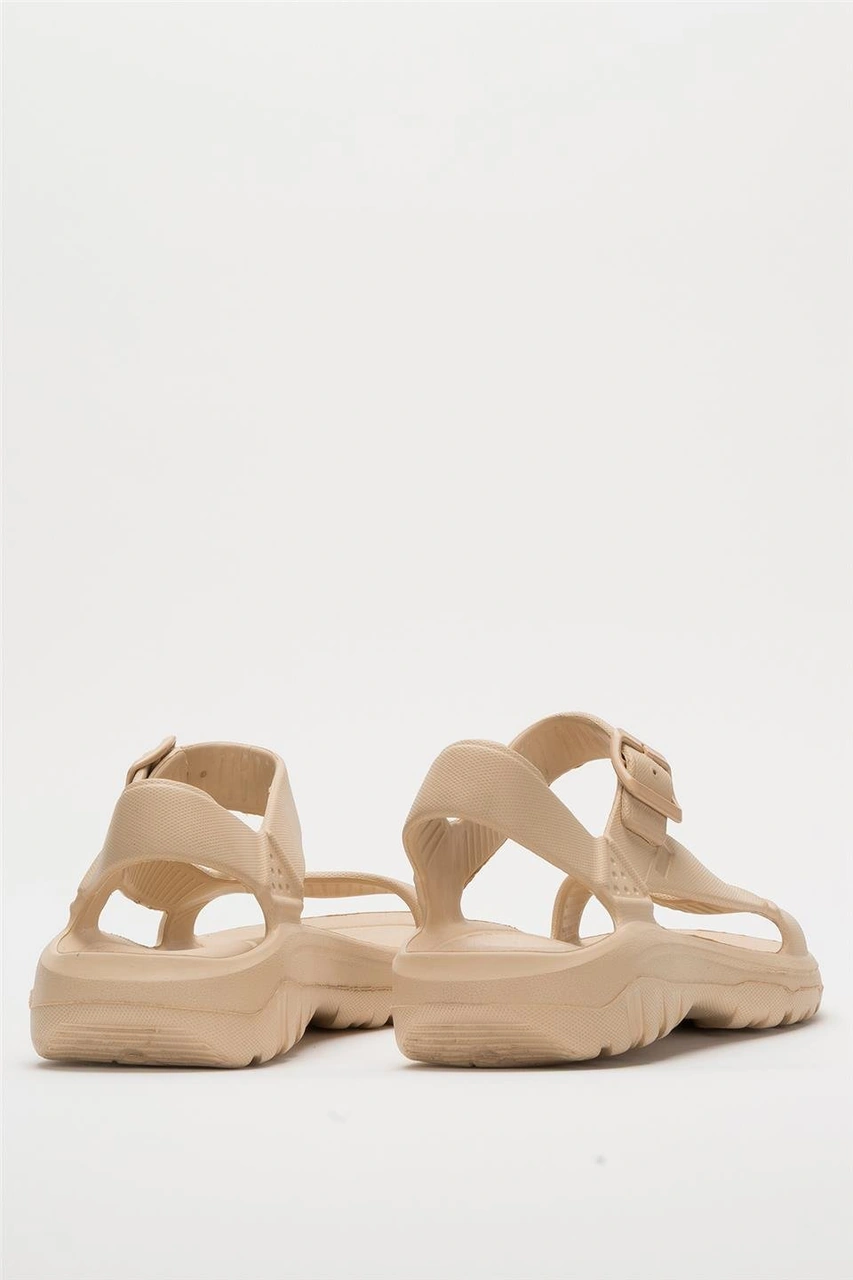Unisex Eva Spor Kaymaz Yürüyüş Sandaleti Krem Krem