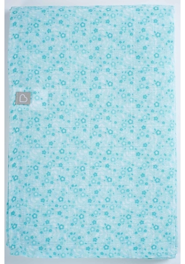 Müslin Örtü 120X120 Cm Doğal Pamuk Müslin Yeşil Mine Çiçeği - Yeşil