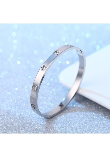 Novahub Gümüş Paslanmaz Çelik Bileklik Moda Solmayan Bilezik Gümüş Gümüş