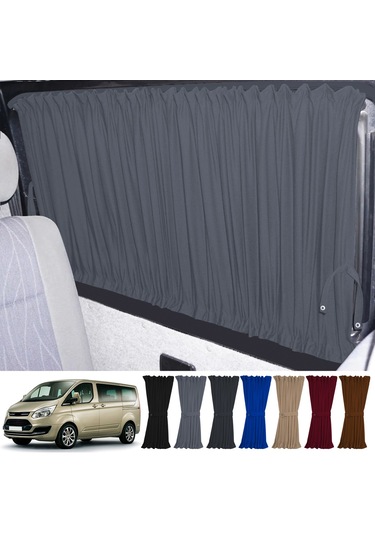 Pandami Ford Custom Uzun Şase 2012+ Uyumlu Gri Raylı Oto Perde Takımı