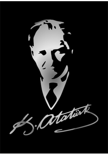 Mustafa Kemal Atatürk Silüet - Atatürk Imza Sticker - Araba Oto Motosiklet Karavan Araç Sticker Etiket - 00565 12x9 Cm