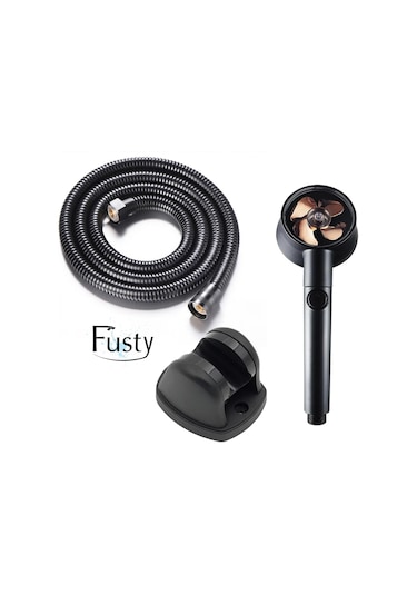 Qianfan Power Pervaneli Start Stoplu Mafsallı Duş Seti Duş Siyah