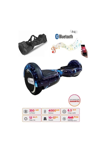 Elektrikli Kaykay Scooter Akıllı Denge Hoverboard + Hoverkart + Çanta Full Ledli Extrem Paket D12