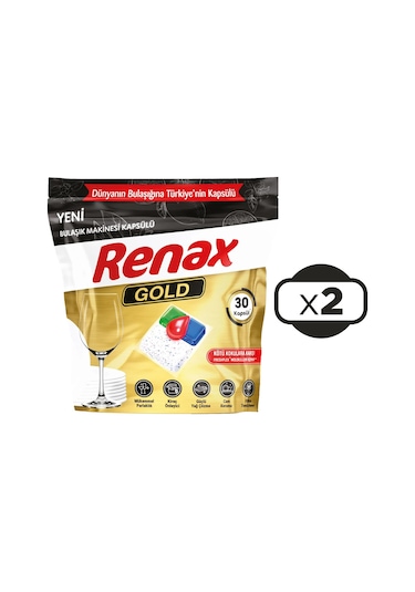Renax Gold Hepsi Bir Arada Bulaşık Makinesi Kapsülü 2 x 30 Tablet