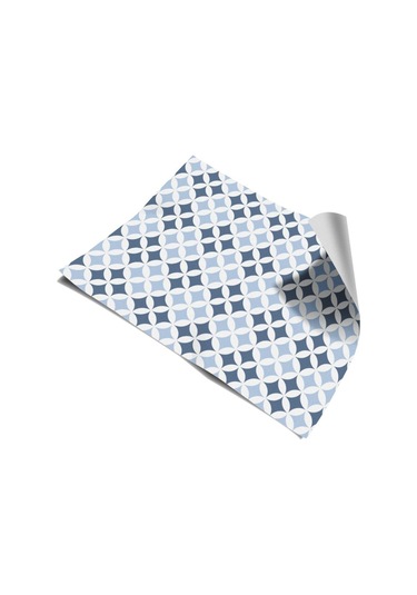 Mavi Beyaz Mutfak Tezgah Arası Kendinden Yapışkanlı Folyo Kaplama Fayans Taş Desen 60cm X 100cm