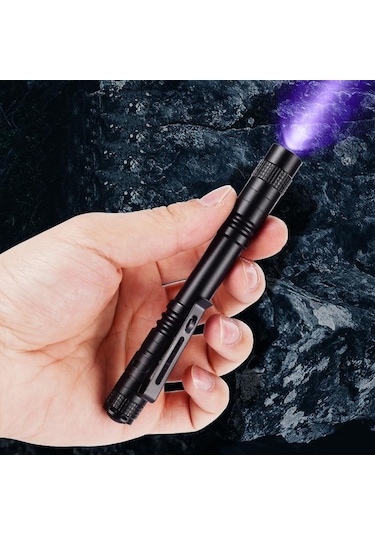 Valkyrie 395nm Ultraviyole Uv Kalem El Feneri - Alüminyum Darbeye Suya Dayanıklı Cep Feneri Klipsli Kalem Fener Blacklight Siyah