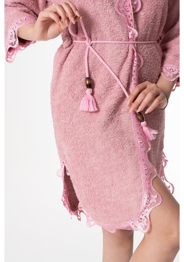 Rosa Gelin Bornoz Set 5 Parça Dantelli Fantezi Çeyizlik Takım Pembe