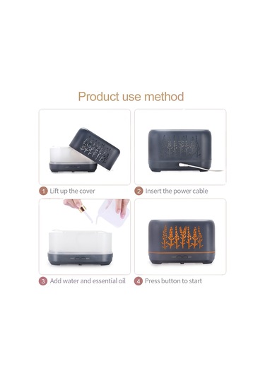 Sones Yx-1690 Ahşap Desenli Aroma Difüzörü İçi Boş Alevli Nemlendirici Beyaz