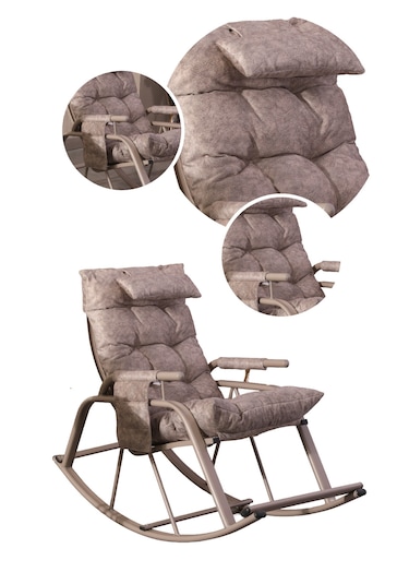 Lumis Garden Sallanan Sandalye, Metal Ayaklı Tv Koltuğu, Sallanan Tekli Koltuk Kahverengi