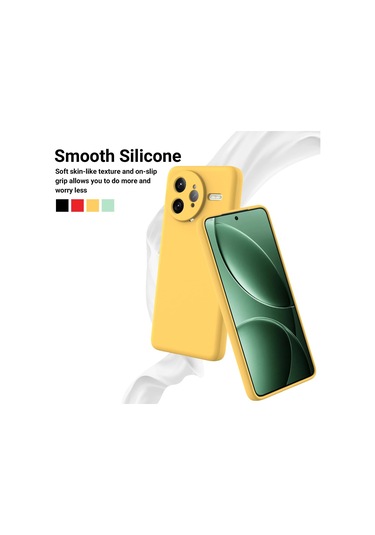 Xiaomi Poco F7 Ultra Düz Renk Sıvı Silikon Damlamaz Tam Kapsama Telefon Kılıfı Sarı