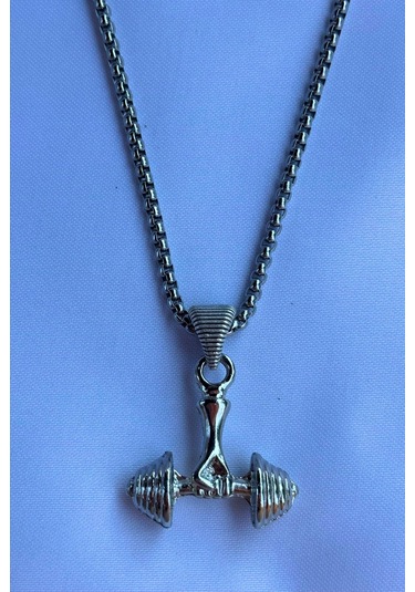 Dambıl El İşçiliği Paslanmaz Çelik Zincir Erkek Kolye Gümüş