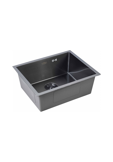 Dysnox Luna Serisi %100 Krom 60 x 45 CM Paslanmaz Mutfak Eviye Sifon Dahil Siyah