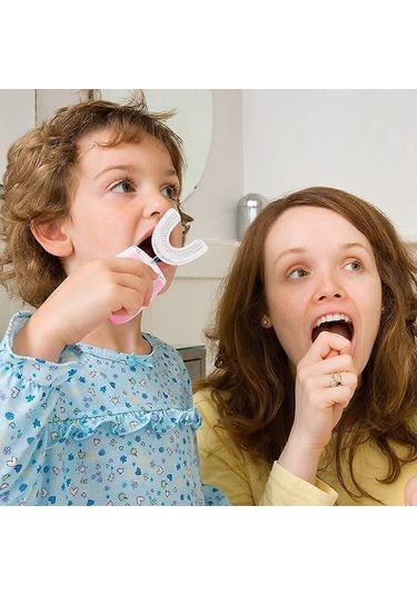 Çocuklar İçin Elektrikli Diş Fırçası, U Şekilli Ultrasonik Otomatik Diş Fırçası, 2 Fırça Başlığına Sahip Diş Fırçası, Si