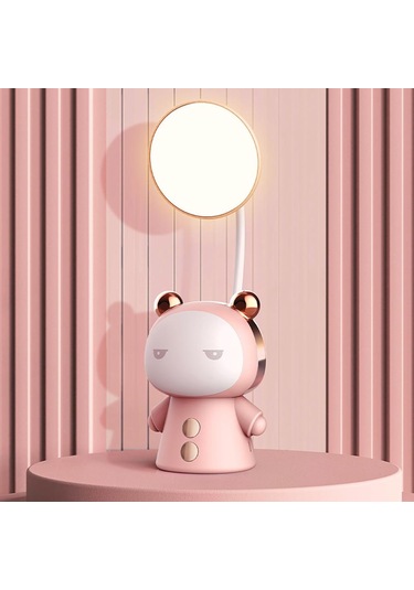 Sarı Karikatür Usb Şarj Edilebilir Masa Lambası Çift Işıklı Led Lamba Öğrenci Çocuk Odası Okuma Masası Lambası Gece Lambası