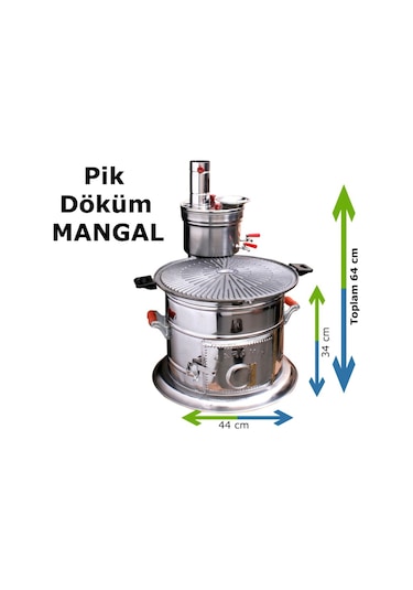 Yaramış 12 Parça Semaverli Pik Demir Döküm Mangal Seti