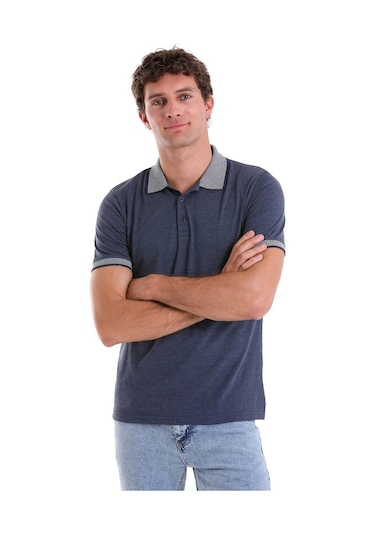 Hatemoğlu Indigo Regular Fit Düz Pamuklu Polo Yaka Tişört İndigo