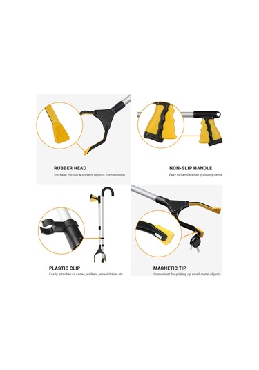 Symbee Pratik 360 Dönebilir Katlanabilir Uzatma Kolu - Sarı Renk, Hafif Ve Dayanıklı Abs Tpe Malzeme Siyah