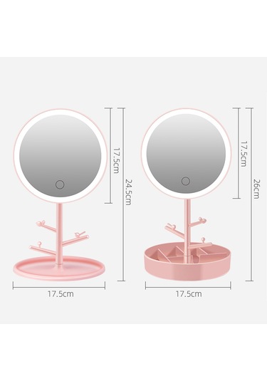 Vkemall Makyaj Aynası Yuvarlak Şekilli Lamba 3 Vites Ayarlı Şarj Edilebilir Masaüstü Ayn