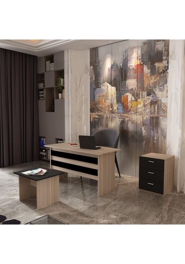 Robinhome  Robin Home Verona Abc Ofis Büro Masa Takımı Meşe-Siyah