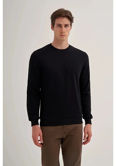 Cazador Slim Fit Mevsimlik 3 İplik Pamuk Karışımlı Sweatshirt-56100 Siyah