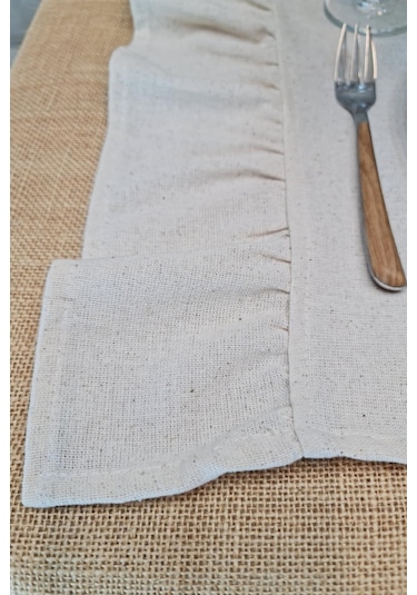 Amerikan Servisi Fırfırlı Retro 4 Lü Krem