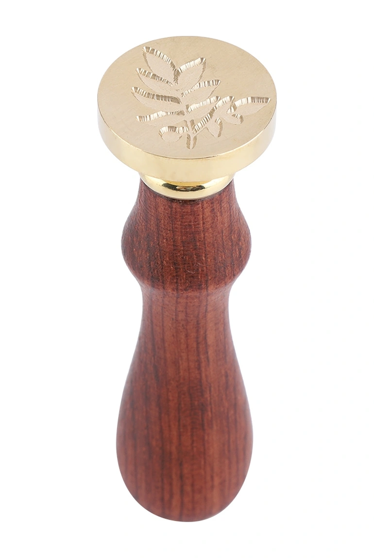 Mufunye Klasik Desenli Ahşap Saplı Mühür Mührü - Çelik Uçlu, Kolay Değiştirilebilir, Davetiye/zarf İçin Retro Stempel 012 Bitki Deseni