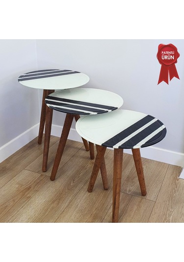 Zigon Sehpa | Ahşap Ayaklı | Kanallı Temperli (Kırılmaz) Cam Tabl