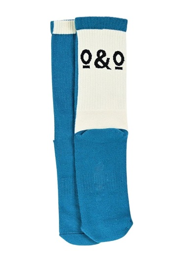 Erkek Mavi-beyaz Logolu Yarım Havlu Soket Çorap Mavi