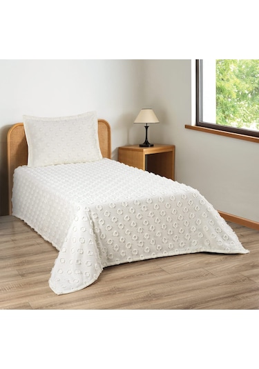 Diabella Ponpon Desenli 2 Parça Tek Kişilik Yatak Örtüsü