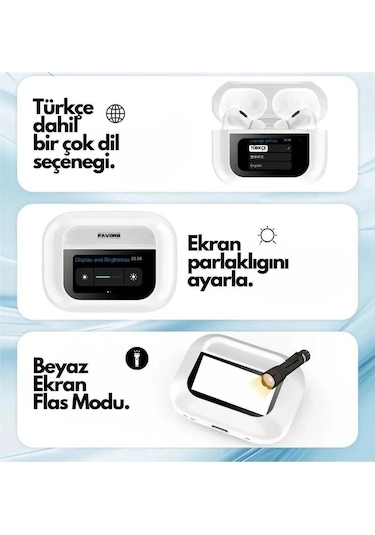 Anc+enc Dokunmatik Ekranlı Bluetooth Kulaklık İos Android Tüm Telefonlara Uyumlu Kulaklık Bt