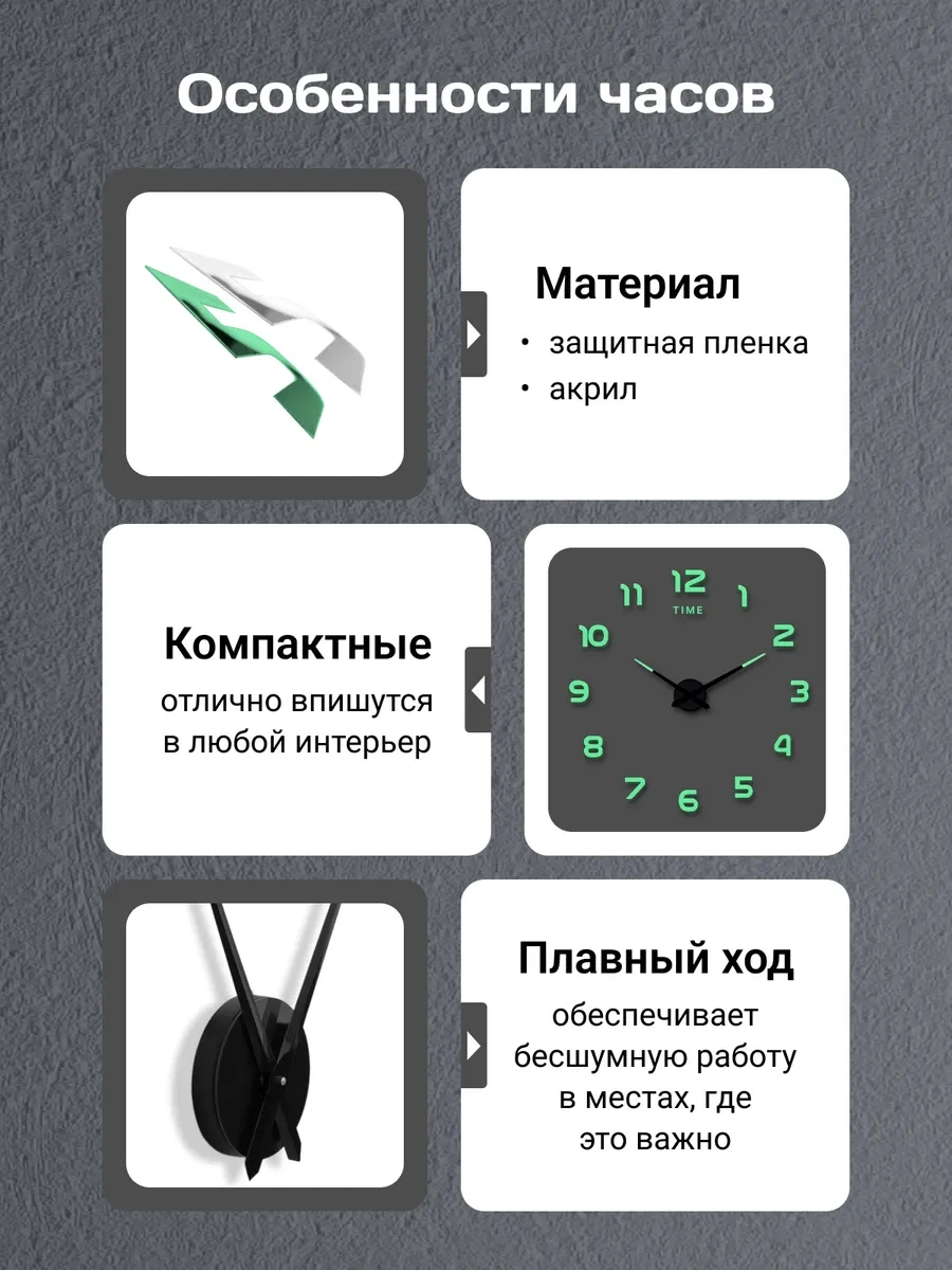 Artclock Karanlıkta Parlayan Rakamlarla İç Mekan Duvar Saati 263438405 Yeşil