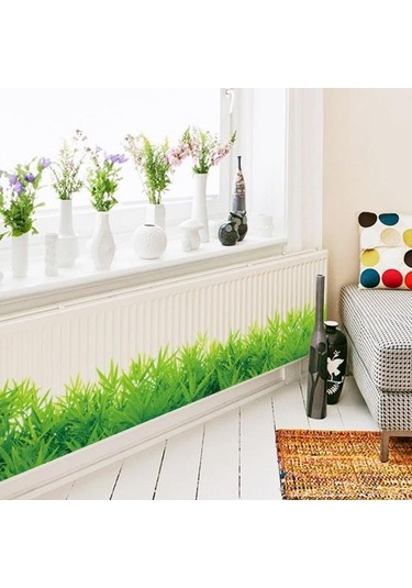 Yeşil Çim Süpürgelik Pvc Süpürgelik Hattı Duvar Sticker Yaşayan Çocuklar Yeşil