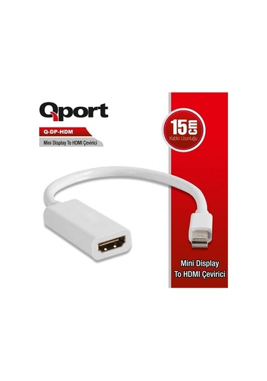 Qport Q-Dp-Hdm 0.15Metre Mdp-Hdmi Görüntü Adaptörü Beyaz 1080P
