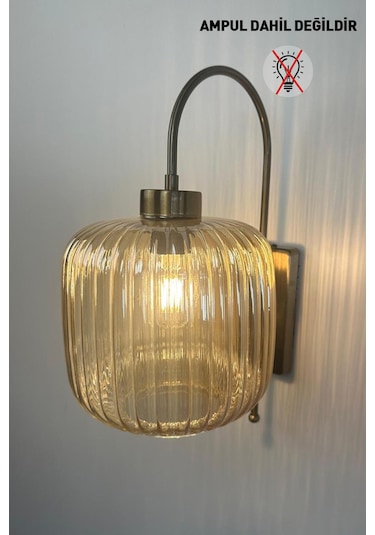 Mopa Bal Rengi Cam Tekli Aplik Retro Sarkıt Lamba Restoran Salon Aydınlatma Bal