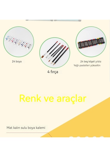 Ikkb Yeni Sanat Kırtasiye Doodle Çocuk Suluboya Kalem Seti Pembe Pony Desen 145 Parça Seti