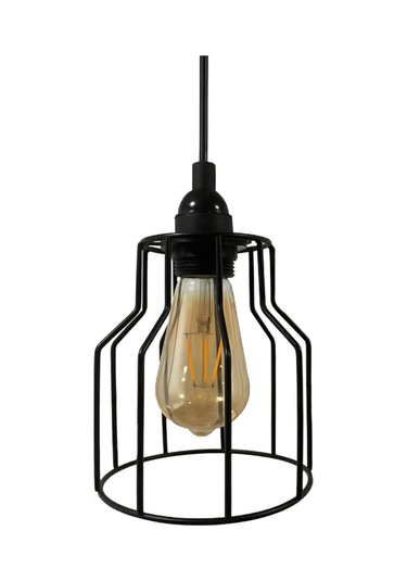 Cage Siyah Metal Avize Mutfak Salon Cafe Ofis Pastane Tekli Sarkıt Lamba Aydınlatma Modeller Siyah