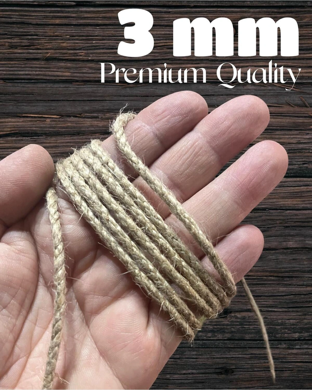 3 Mm 15 Metre Jüt Halat Kendir Doğal Ip