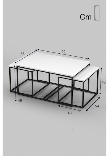Orta Sehpa Ve Zigon Yan Sehpa Flora Set Beyaz Beyaz