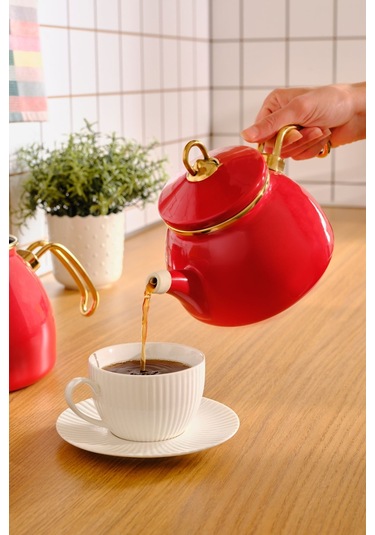 Karaca  Retro Emaye İndüksiyon Tabanlı Kırmızı Çaydanlık