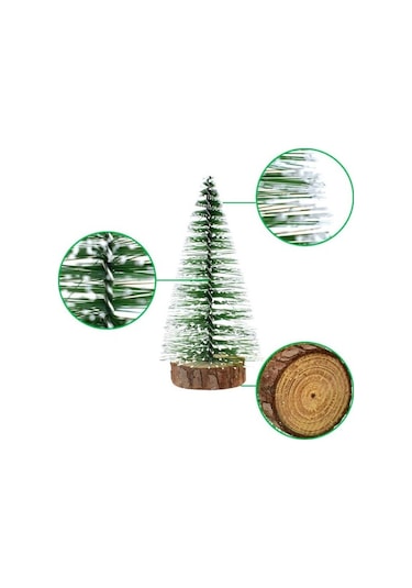 3 Lü Set Nevada Mini Çam Ağacı Uçlarına Kar Yağmış Karlı Yılbaşı Hediyesi 15 - 12 - 8 Cm