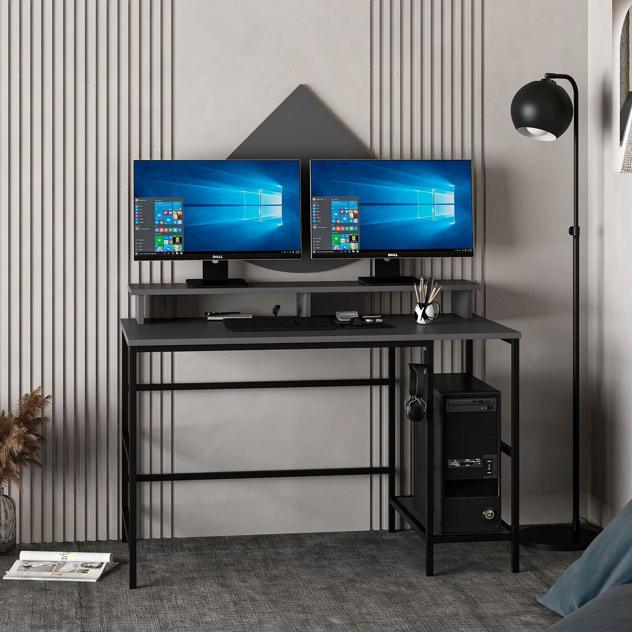 Minar Greta Çalışma Masası Modül2 - Antrasit Siyah