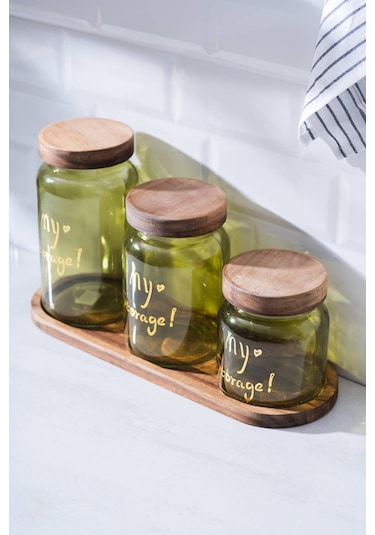 Pierre Akasya Kapaklı Kavanoz Seti Açık Yeşil