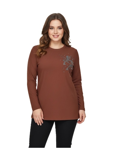 Nazal Kadın Önü Nakışlı Bluz Bgl-st05090 Taba