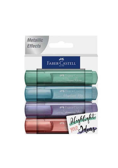 Faber-Castell Fosforlu Kalem 46 Metalik Renkler 4'lü Çok Renkli