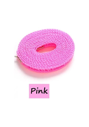 Kalınlaştırılmış Çamaşır İpi Kaymaz Rüzgar Geçirmez Çamaşır Askısı İpi Taşınabilir Ev Çamaşır Malzemeleri Kamp Aksesuarları Rastgele Renk Pembe