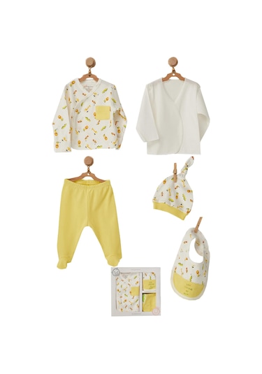 Andywawa Erkek Bebek Hayvan Motifli 0-3 Ay Hastane Çıkış Seti AC2 Çok Renkli