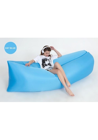 Şişme Şezlong Kanepe Polyester Anti Sızıntı Açık Kamp Plaj - Mavi
