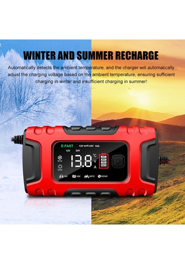 Ranyeek 7 Aşamalı Otomatik Akü Şarj Cihazı - Motosiklet & Araç Aküleri İçin, Sarı, Abd Şarjlı, Tk-600 Modeli